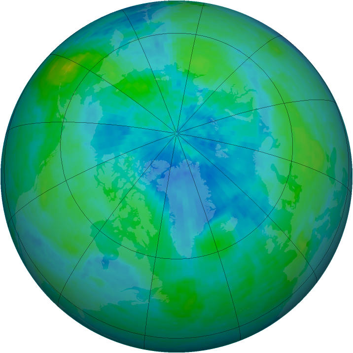 Arctic ozone map for 27 August 1993